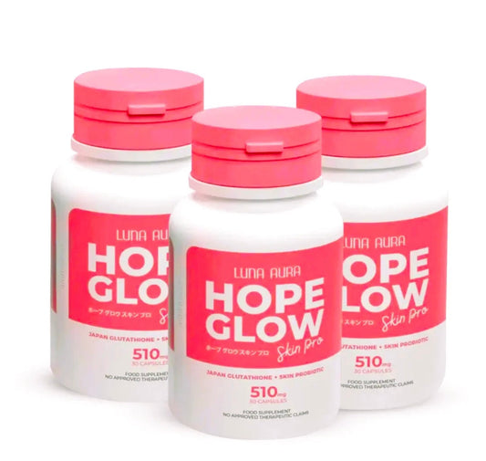 Trois flacons Hope Glow Skin Pro de Luna Aura, 510 mg